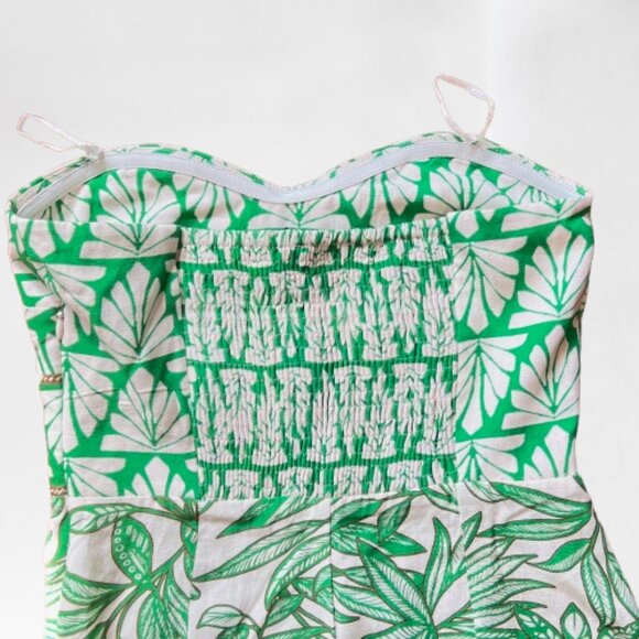 NEW Zara Linen Blend Strapless Midi Dress with Tropical Print, Size S - Picture 15 of 16